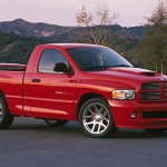 In 2004, Dodge escalated the performance-truck wars with the 500-hp, 8.3-liter, V-10–powered Dodge Ram SRT-10. With various aerodynamic tweaks including a rear spoiler over the bed, the SRT-10 was capable of more than 150 mph, and Car and Driver recorded a zero-to-60-mph time of 4.9 seconds. Production ended after the 2006 model year, by which time about 9500 units had been built.
